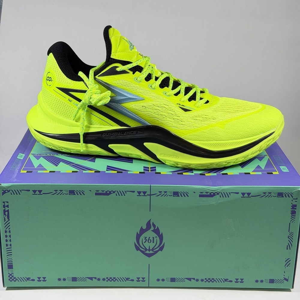 361 Degrees Mens Size-13 Light Up Basketball Shoes Neon Yellow Black‎ Sneakers